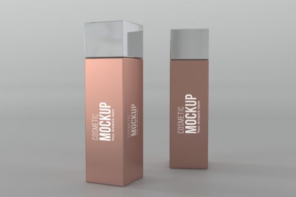 Cosmetic Two Bottle Mockup: Realistic 3D Rendered PSD