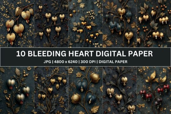 Elevate Your Designs with Ornate Gilded Heart Digital Paper