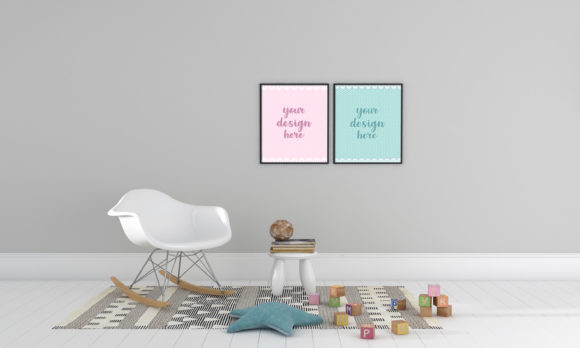 Kids Room for Kids Empty Frames Mockup
