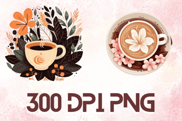 Latte: Watercolor Floral Coffee Cups 04