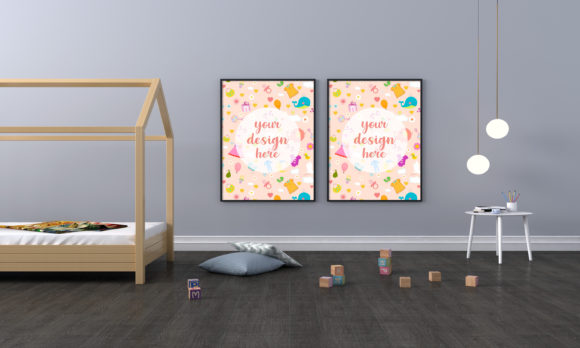 Minimalist Kids Bedroom Empty Frames for Your Artwork