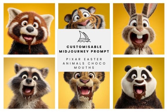 Pixar Easter Animals Chocolate Mouths: Bold 3D Portraits