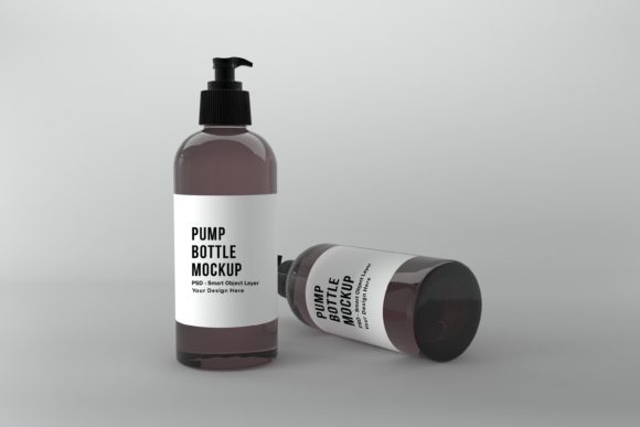 Pump Two Bottle Mockup: Realistic 3D Renders for Branding