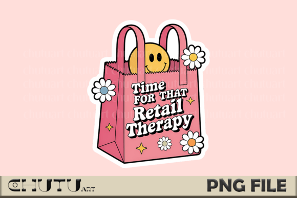 Retail Therapy PNG: A Cheerful Pink Paper Bag Design