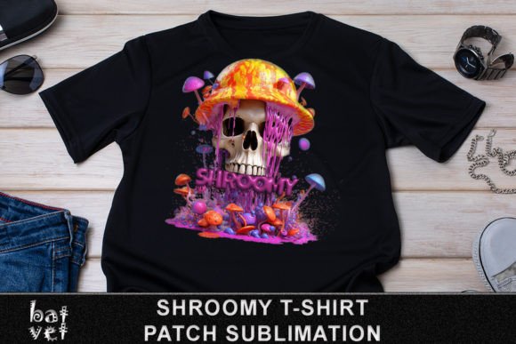 Shroomy Mushroom Skull TShirt Patch PNG: Creative Design Asset