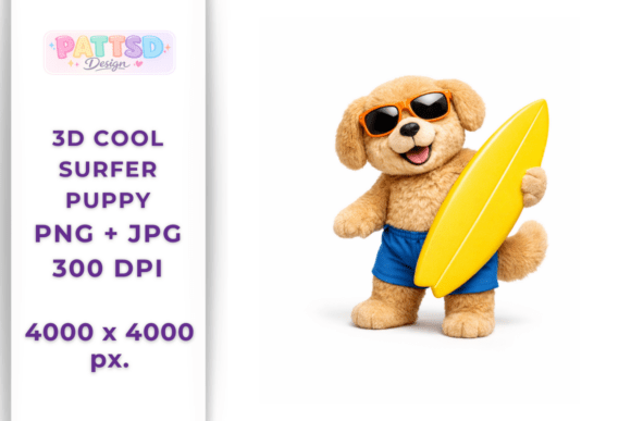 Surfer Dog Plush Sunglasses PNG/JPG: Trendy Summer Design Asset