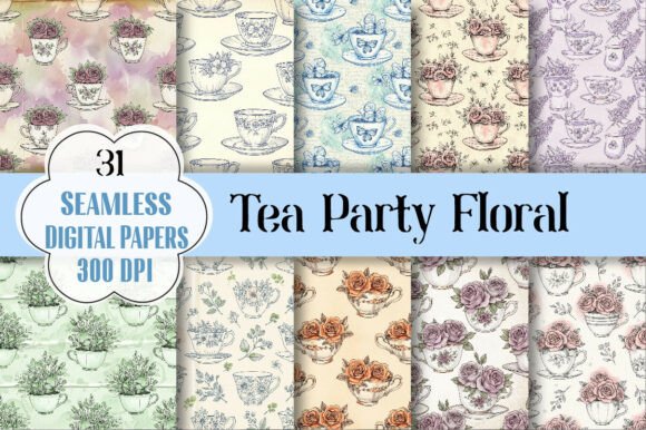 Tea Party Floral Seamless Pattern for Creative Designs