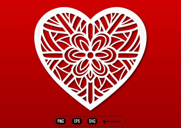 Valentine Heart Mandala Outline SVG: Elegant Design